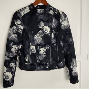 Piperlime rose floral motorcycle moto jacket asymmetrical zip 8109